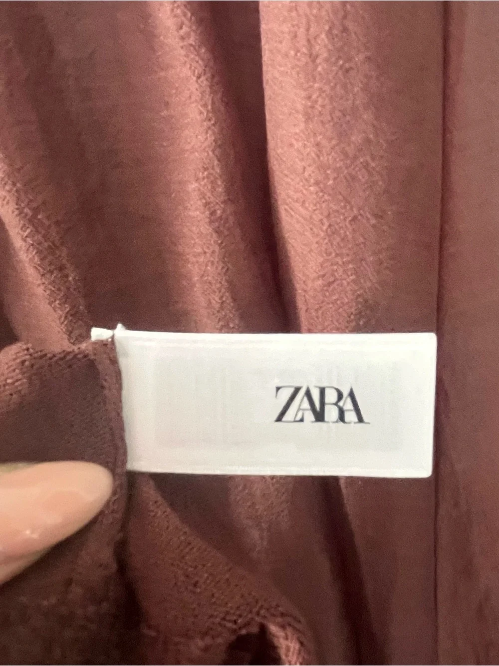 Zara Chestnut Brown Smocked-Waist Midi Dress - Picture 9 of 9